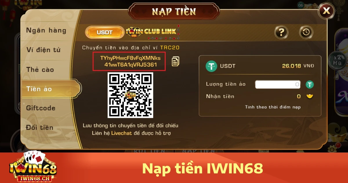 Nạp Tiền Iwin68 1 Các phương thức nạp tiền Iwin68 phổ biến