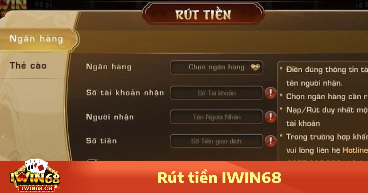 Rút Tiền Iwin68 2 Hướng dẫn chi tiết cách rút tiền Iwin68